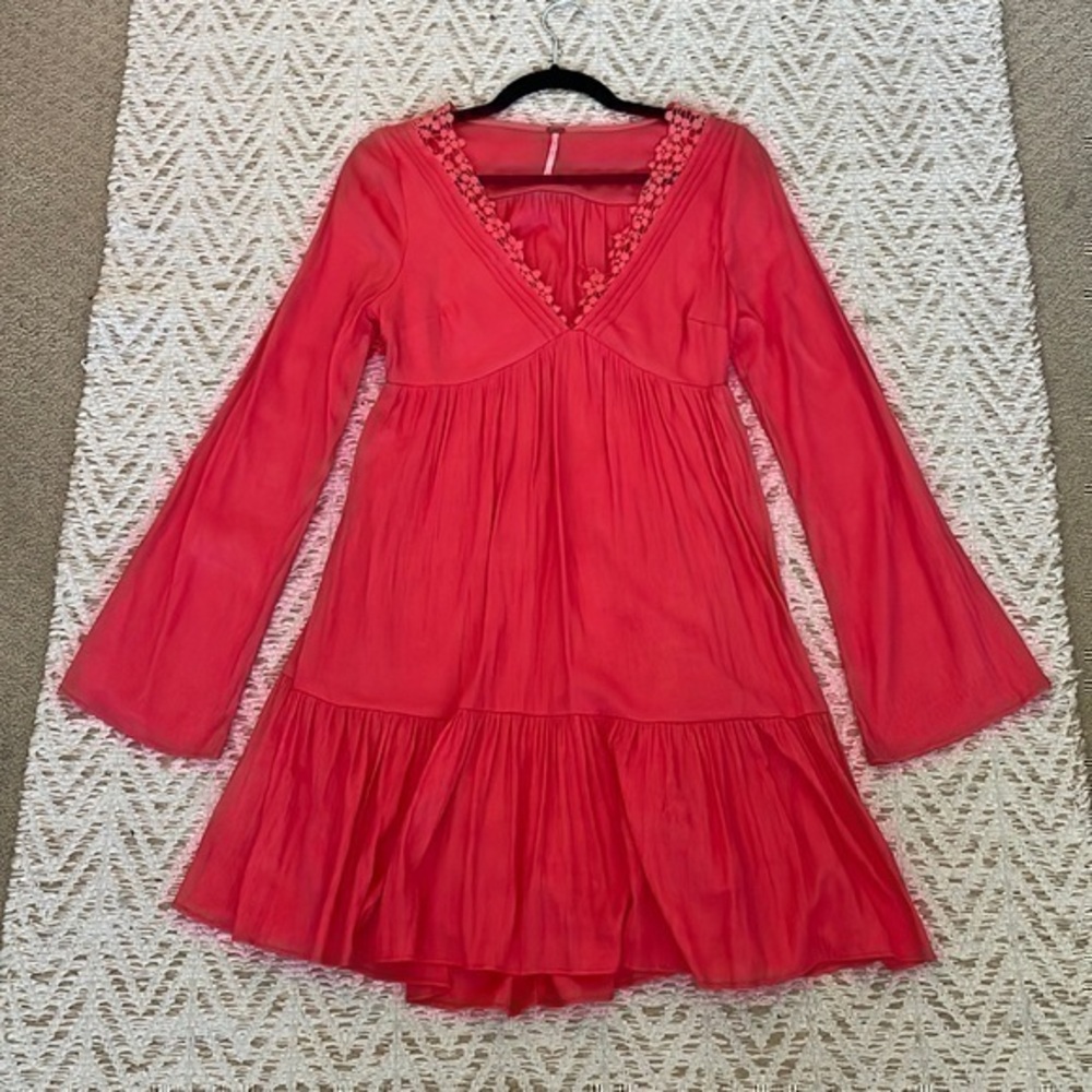 Free people coral dress size small open back